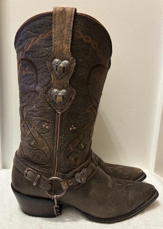 Женские кожаные сапоги-сердцеедки Durango Crush 6 M вестерн ремень сердце ковбойские - Изображение 1 из 4