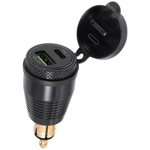Motorcycle DIN Plug to QC3.0 USB & Type C 30W Delivery Adapter Socket B4R8 - Zdjęcie 1 z 10