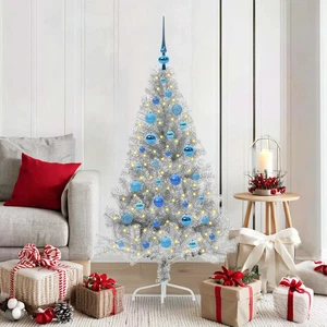 Albero di Natale artificiale con luci integrate Argento 150 cm 099home - Foto 1 di 1