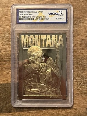 TARJETA JOE MONTANA 1995 WCG GEMA-MT 10 EDICIÓN LIMITADA ORO 23KT! 49'ERS/JEFES! Foto 1 de 3