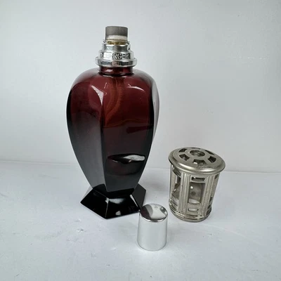 Lampada Berger Paris Athena ametista viola lampada profumo vetro argento top vintage - Immagine 1 di 4