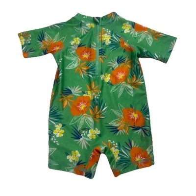 PRIMERAS IMPRESIONES BEBÉ NIÑO 3-6M TROPICAL HAWAIANO VERDE TRAJE DE BAÑO UPF 50 NUEVO CON ETIQUETAS Foto 1 de 4