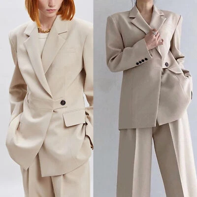 Nuevo Mujeres Trajes De Gran Tamaño para Sesión de Fotos Callejeras Moda Chaqueta Pantalón 2 Piezas Foto 1 de 4