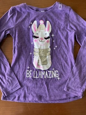 NEW Children's Place Long Sleeve “Be Llamazing” Llama T Shirt  Small 5 6 Top - Image 1 of 4