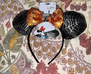 DISNEY MINNIE MOUSE GRUSELIGES STIRNBAND OHREN KRISTALL SPINNE HALLOWEEN NEU! - Bild 1 von 5