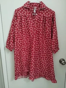Pottery Barn Kids Girl's Red Floral Long Sleeve Pajama Night Gown Size 8 - Picture 1 of 4
