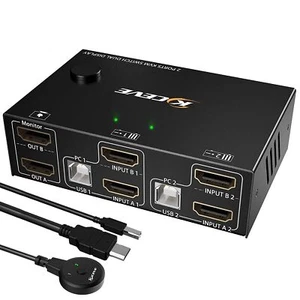 USB 3.0 Dual Monitor KVM Switch HDMI 2 Port 4K@60Hz Simulation EDID, MLEEDA USB - Afbeelding 1 van 12