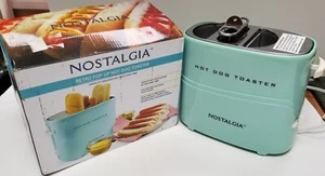 Nostalgia Pop Up Hot Dog Toaster, 2 Dog & Bun, Aqua HDT900AQ New - Picture 1 of 9