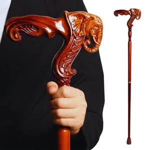 Distinctive Wooden Elephant Head Walking Stick Cane For Christmas Gift Ideal - Picture 1 of 7