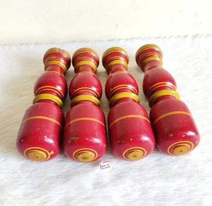 19c Vintage Primitive Handmade Lacquered Wooden Leg Old Decorative Set of 4 WN26 - Picture 1 of 6
