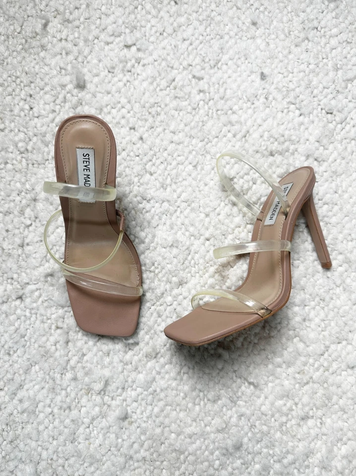 Sandálias salto agulha transparente Steve Madden Gracey tamanho 37,5 - Imagem 1 de 4
