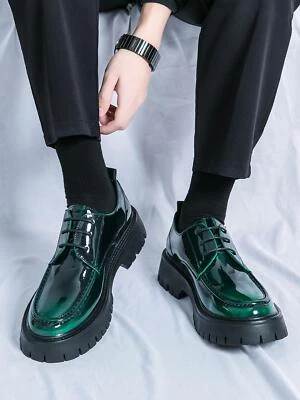 Men's Shiny Lace Up Casual Shoes Business Formal Round Toe Loafer Wedding Pumps  - Image 1 of 4