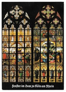 Bavarian Window Stained Glass Cologne Rhine Cathedral Koln Germany UNP Postcard - Picture 1 of 2