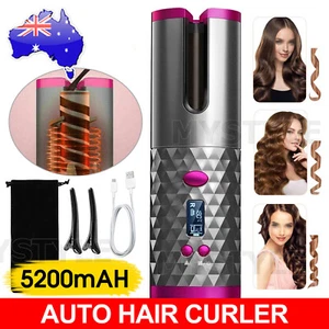Cordless Auto Rotating Hair Curler Hair Waver Curling Iron Wireless LCD Ceramic - Picture 1 of 12