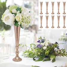 10Pcs Gold Flower Vases Wedding Table Centerpieces 20.5" Tall Metal Trumpet Vase