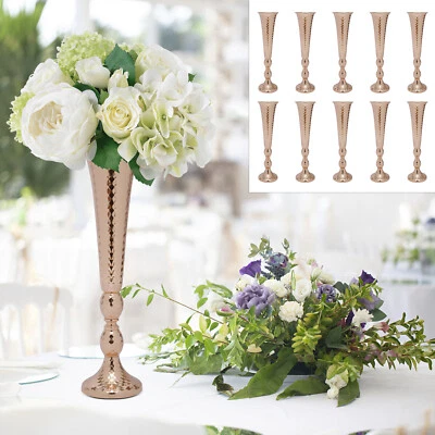 10 Pcs Gold 20.5" Tall Vase Trumpet Vases Wedding Centerpieces for Party - Image 1 of 4