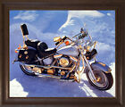 Harley Davidson Vintage Motorcycle Wall Home Decor Art Brown Rust Framed Picture