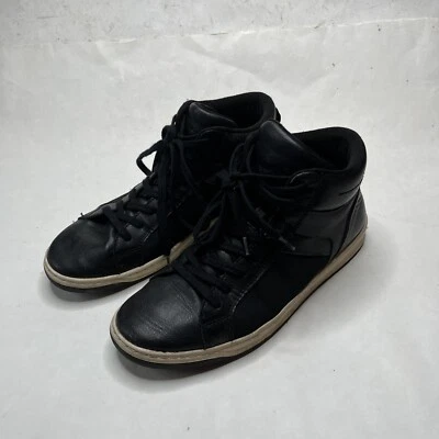 Aldo Shoes Casual Sneakers Mens 7.5 Black Leather Lace Up High Top Almond Toe - Image 1 of 4