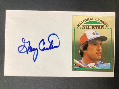 Gary Carter Signed Index Card 3x5 Baseball Expos Mets HOF Autograph JSA - Image 1 of 2