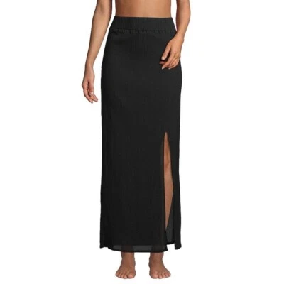 NUEVO CON ETIQUETAS Lands' End Mujer Gasa Maxi Natación Cubrimiento Falda Talla S Negra $80 DD668 Foto 1 de 2