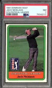 1981 Donruss Golf Jack Nicklaus RC Statistical Leader PSA 7 NM Rookie