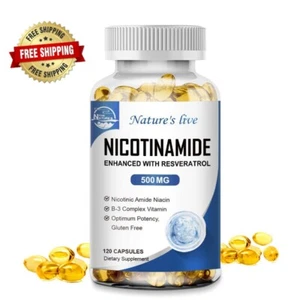 Nicotinamide Resveratrol 500MG, Anti-aging NAD Supplement 120 Capsules US - Picture 1 of 10