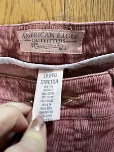 Vintage American Eagle Boot Cut Flare Corduroy Pants Stretch Size 10 Pink Soft - Picture 1 of 8