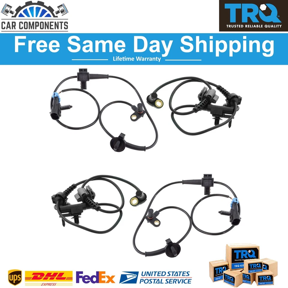 TRQ New Front & Rear Wheel Speed Sensor Kit For 2007-2014 Chevrolet GMC Cadillac - Image 1 of 4