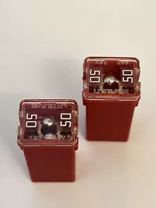 *GENUINE* FORD 50AMP 32VOLT LITTEL FUSE RED SLOW BLOW (PACK OF 2) - Picture 1 of 5