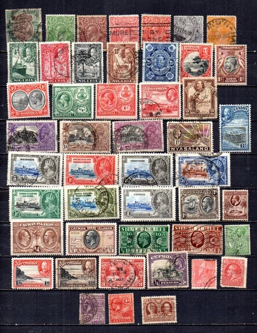 GREAT BRITAIN & TERRITORIES. KING GEORGE V. VINTAGE COLLECTION OF 47 DIFFERENT Cover