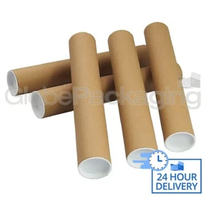 250 x A3 Qualität Postkarton Plakatröhren Größe 330 mm x 50 mm + Endkappen 24 Stunden - Bild 1 von 6