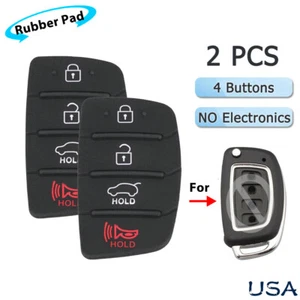 2 Llavero Estuche Almohadilla de Goma 4 Botones para Hyundai Sonata 2015 2016 2017 2018 2019 - Imagen 1 de 8