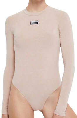 NEW ADIDAS ASH PEARL LONG SLEEVE LOGO BODYSUIT TOP SIZE SMALL - Image 1 of 4
