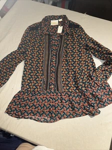 Mehrfarbige Maeve by Anthropologie Button-Down-Bluse – Größe 2 US neu mit Etikett - Bild 1 von 11