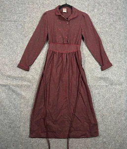 St Michael Dress Womens Size 10 UK Burgundy Belted Fit And Flare Vintage M&S - Picture 1 of 14