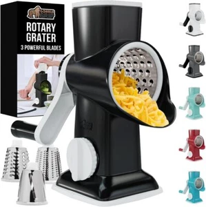 Slip-Resistant Rotary Cheese Grater with 3 Interchangeable Blades - Picture 1 of 15