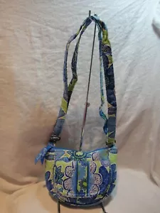Vera Bradley Doodle Gänseblümchen Umhängetasche Geldbörse Blumenmuster blau/limettengrün weiß - Bild 1 von 7