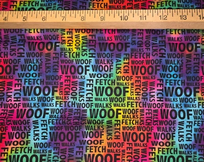 Joann Rainbow Tie-Dye Woof Dog Cotton Craft Sewing Fabric 44 inches NEW - Image 1 of 2