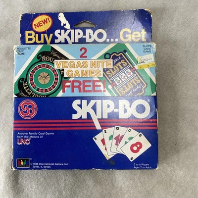 Vintage 1986 Skip-Bo Card Game SEALED + Vegas Nite Roulette & Slots Card Games - Image 1 of 4