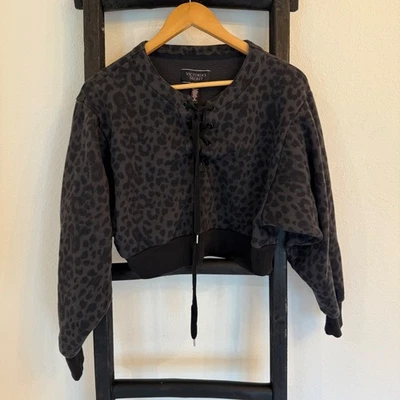 Victoria's Secret леопард печать на шнуровке укороченный толстовка Топ - Изображение 1 из 4