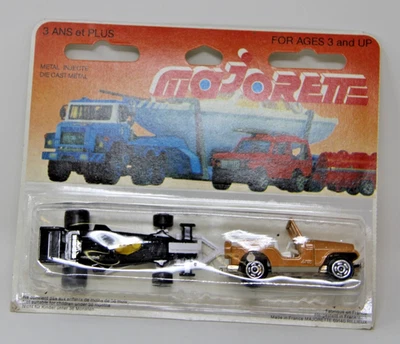 Majorette #318 Black Racing Car & Gold Jeep 4x4 #268 New on card Rare Set - Image 1 of 4