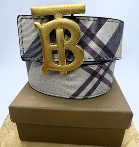 Cinturón de cuero unisex multicolor edición especial limitada Burberry raro con caja - Imagen 1 de 11