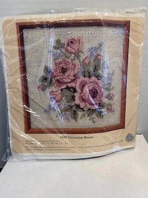 The Creative Circle Victorian Roses Needlepoint Kit 1529 Persian Wool Yarns - Image 1 of 3