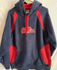Ole Miss Rebels Nike Team Pullover Hoodie Blue Mens XL 90’s Kangaroo Pockets - Picture 1 of 8