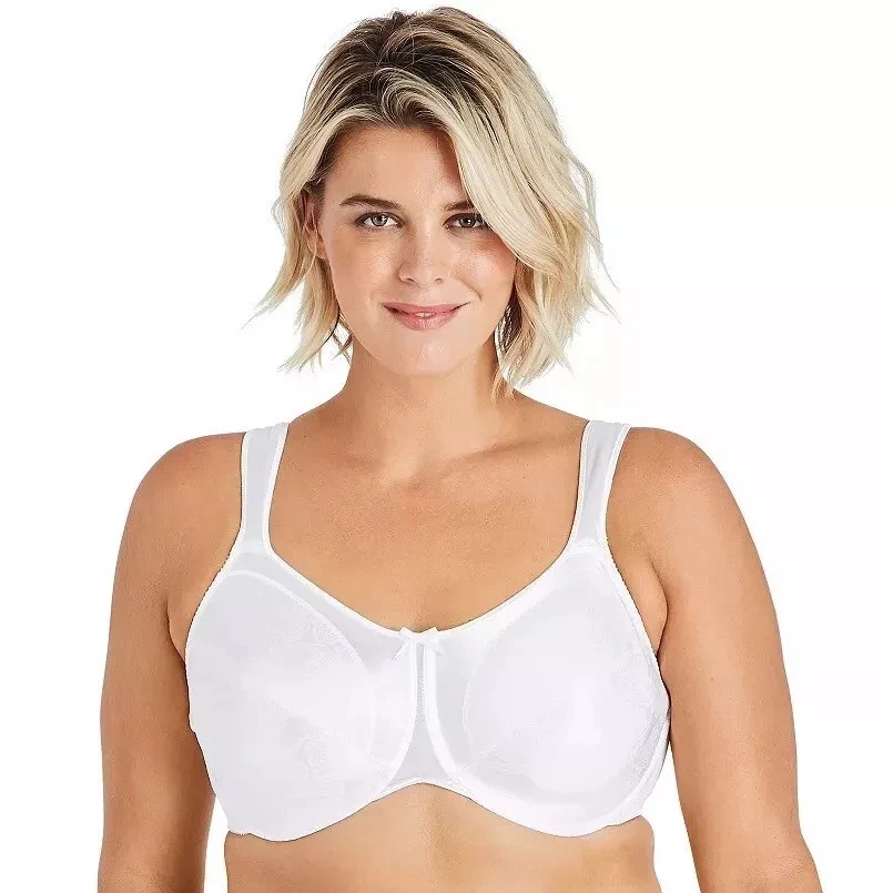 BALI BRA SIZE 38DDD SATIN TRACINGS WHITE MINIMIZER UNDERWIRE BRA FREE SHIPPING - Image 1 of 1