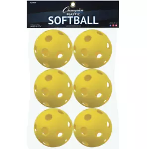 Champion Sports Yellow Plastic 12" Softballs Balls - Set of 6 - Picture 1 of 2