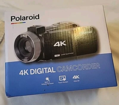 Polaroid 4K 18X Zoom Touch Screen Wi-Fi Camcorder 3" Touch Screen - Black NIP - Image 1 of 3