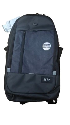 Mochila Solo New York acolchoada cinza/preta para laptop, tablet, negócios, viagens - Imagem 1 de 4