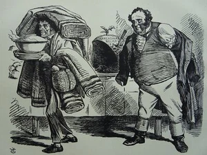 1862 antiker viktorianischer Druck LANCASHIRE - BEREITET SICH AUF FROHE WEIHNACHTEN VOR - Bild 1 von 2