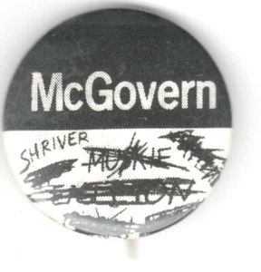 1972 McGOVERN Shriver Pin w crossed out running mates Muskie Eagleton etc. - Bild 1 von 2